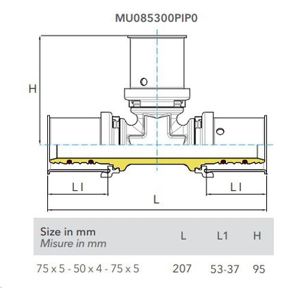 COMISA PRESS 75X5-50X4-75X5MM SZŰKÍTETT T-IDOM