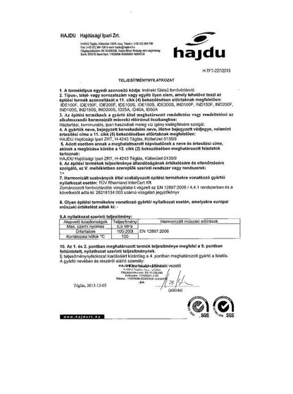 HAJDU IDE100S INDIREKT TÁROLÓ ÁLLÓ + FŰTŐB. ERP