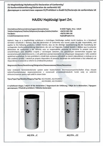 HAJDU AQ STA300C TÁROLÓ 1 HŐCSERÉLŐ