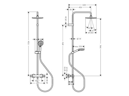 HANSGROHE VERNIS BLEND SHOWERPIPE 200, 1 JET, ECOSMART, TERMOSZTÁTTAL KRÓM