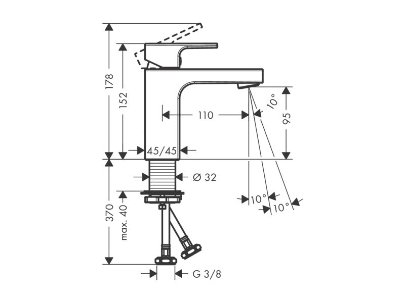 HANSGROHE VERNIS SHAPE MOSDÓCSAPTELEP 100, LEERESZTŐ NÉLKÜL, KRÓM