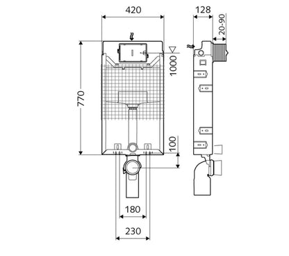 SCHELL MONTUS C-N 120 WC SZERELŐMODUL, FALBA ÉPÍTHETŐ WC TARTÁLY