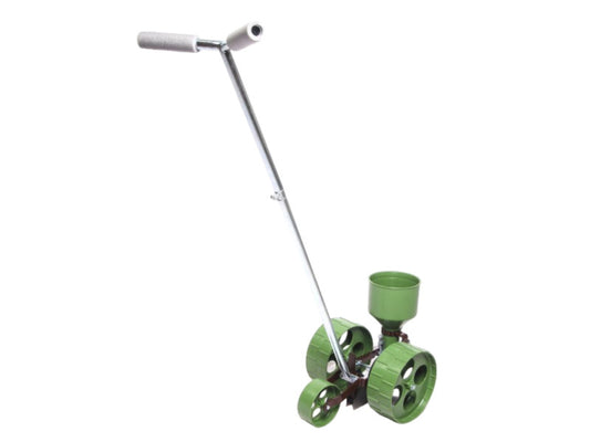 R3 mini farmer rezgőnyelves vetőgép (dupla kerekes, nyéllel)