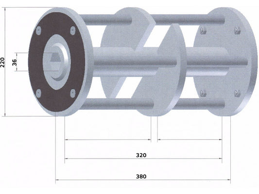 Betonmaró dob 5 db tengellyel D=220mm L=380mm marócsillag nélkül