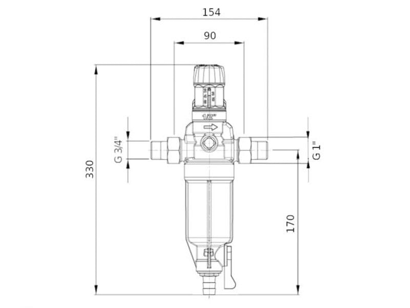 BWT PROTECTOR MINI HWS 3/4" LEMOSHATÓ BETÉTES VÍZSZŰRŐ,NYOMÁSCSÖKKENTŐVEL