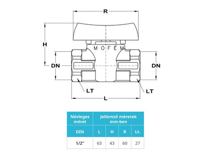 MOFÉM 1/2" BB FLEXUM GÁZ GOLYÓSCSAP    18/#