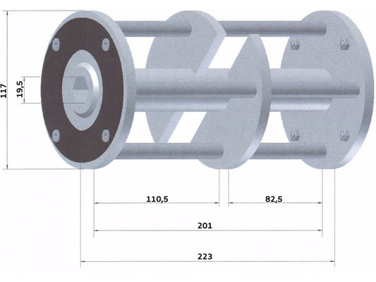 Betonmaró dob 4 db tengellyel D=117mm L=223mm marócsillag nélkül