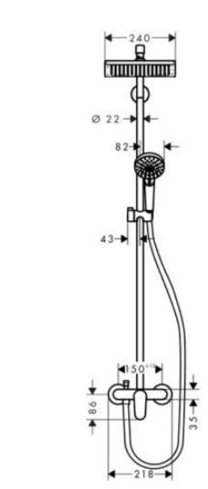 HANSGROHE CROMETTA E 240 1JET SHOWERPIPE EGYKAROS CSAPTELEPPEL