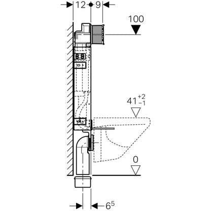 GEBERIT KOMBIFIX FALI WC SZERELŐELEM 108CM - SIGMA 12CM-ES FALSÍK ALATTI ÖBLÍTŐTARTÁLLYAL