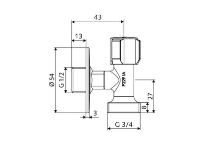 SCHELL 1/2"-3/4" HELYTAKARÉKOS SAROKSZELEP
