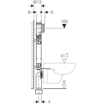 GEBERIT KOMBIFIX FALI WC SZERELŐELEM 109CM - SIGMA 8CM-ES FALSÍK ALATTI ÖBLÍTŐTARTÁLLYAL