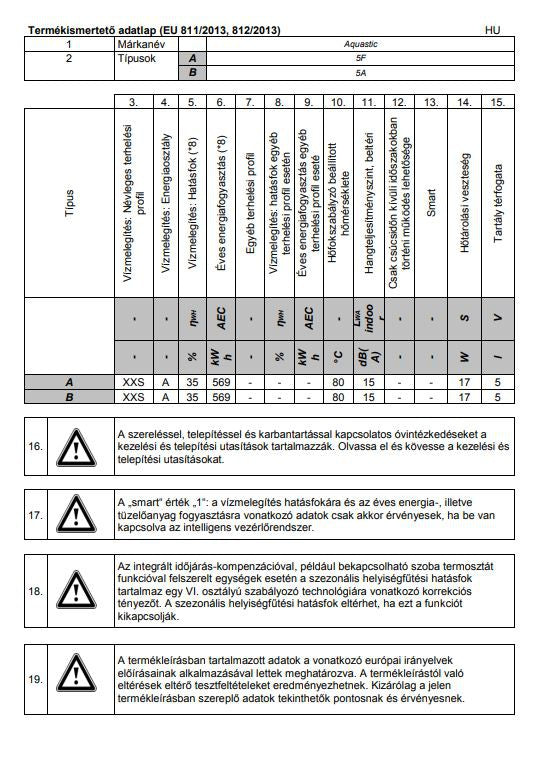 HAJDU AQUASTIC 5A VÍZMELEGÍTŐ ALSÓS AQ 5A 2121123412