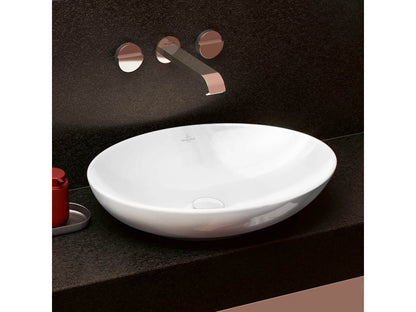 VILLEROY & BOCH LOOP & FRIENDS RÁÜLTETHETŐ MOSDÓ OVÁLIS, CSAPLYUKFURAT NÉLKÜL, 56X38, TÚLFOLYÓVAL
