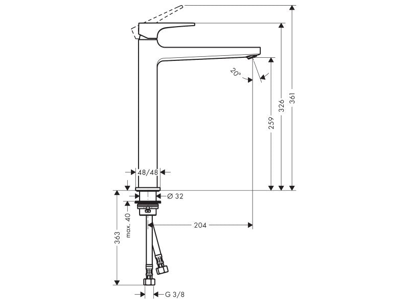 HANSGROHE METROPOL EGYKAROS MOSDÓCSAPTELEP 260 NORMÁL FOGANTYÚ, PUSH-OPEN LEFOLYÓVAL