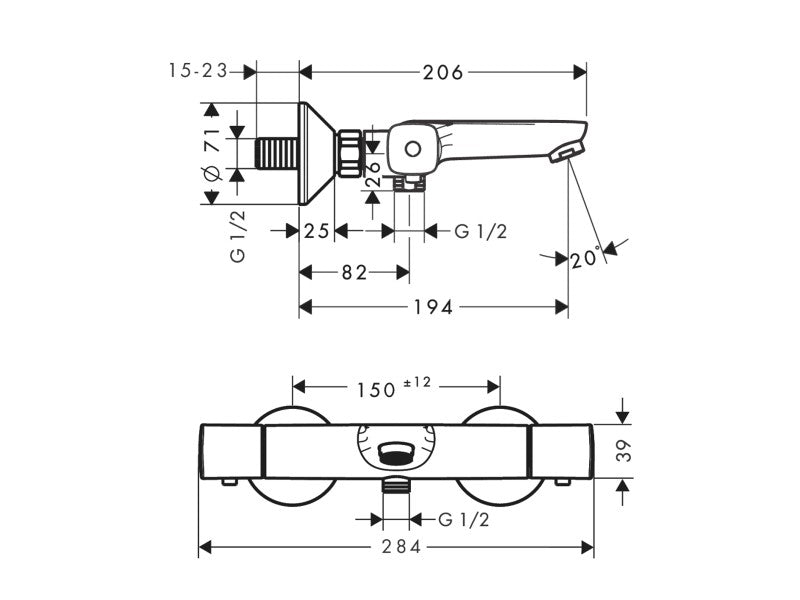 HANSGROHE ECOSTAT KÁDCSAPTELEP TERMOSZTÁTOS