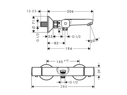 HANSGROHE ECOSTAT KÁDCSAPTELEP TERMOSZTÁTOS