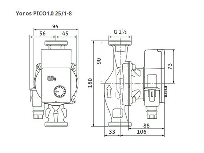 WILO YONOS PICO1.0 25/1-8 FŰTÉSI ÉS KLÍMATECHNIKAI KERINGETŐ SZIVATTYÚ, ÚJ