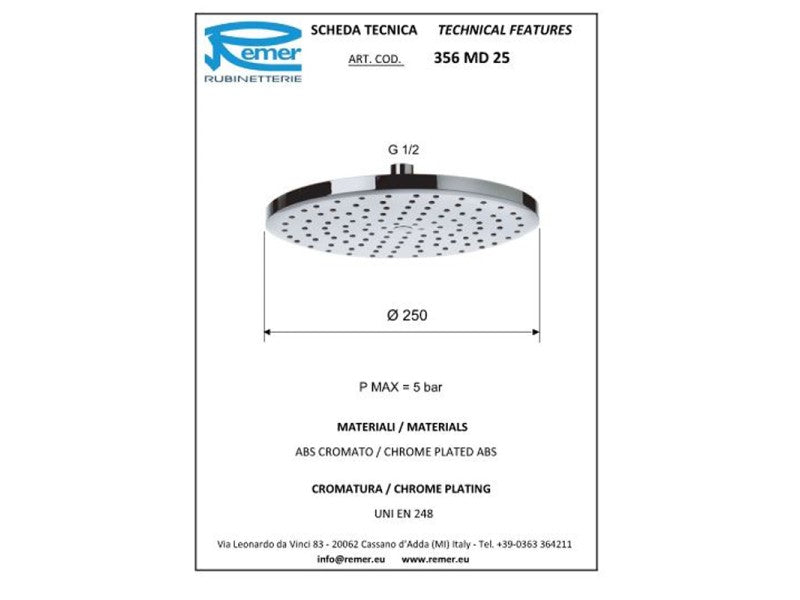 REMER ZUHANYFEJ ESŐZTETŐ RAIN 356MD 25