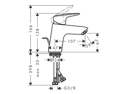 HANSGROHE LOGIS 70 MOSDÓCSAPTELEP - AUTOMATA LEERESZTŐVEL