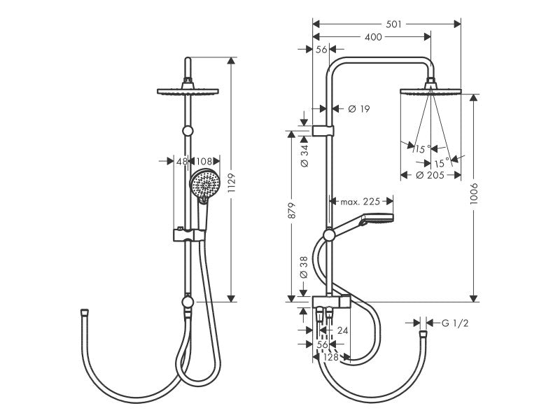 HANSGROHE VERNIS BLEND SHOWERPIPE 200,1 JET, RENO, KRÓM