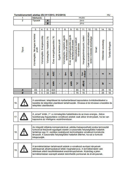 HAJDU ZF-10 VÍZMELEGÍTŐ 10L FELSŐS - ZÁRT RENDSZERŰ 2111211811