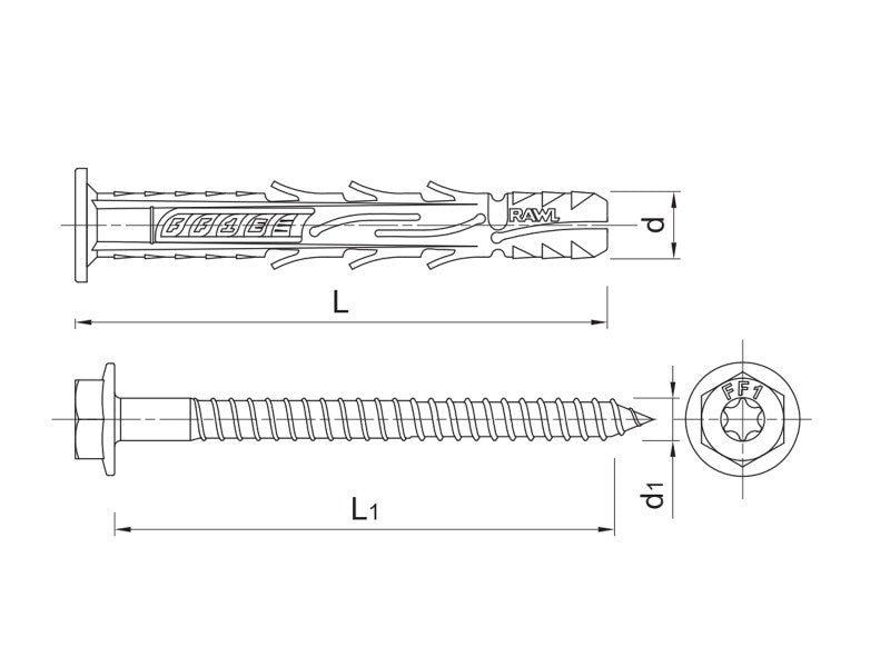 KLÍMA DÜBEL+CSAVAR 10X200MM RAWLPLUG