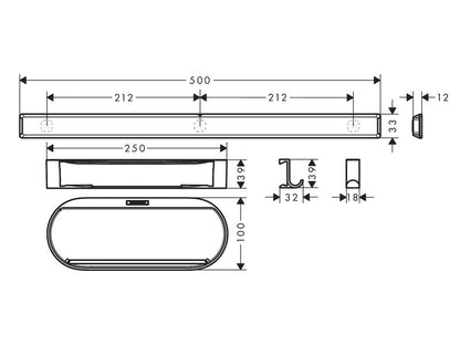 HANSGROHE WALLSTORIS ZUHANYKÉSZLET, MATT FEKETE, 5DB-OS, ÖNTAPADÓS POLC+FOGAS+ÜVEGLEHÚZÓ