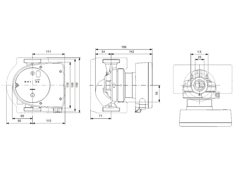 GRUNDFOS MAGNA1 25-100 180 1x230V PN10 KERINGETŐ SZIVATTYÚ