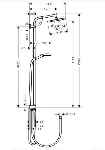 HANSGROHE CROMETTA E 240 SHOWERPIPE RENO ECOSMART KRÓM