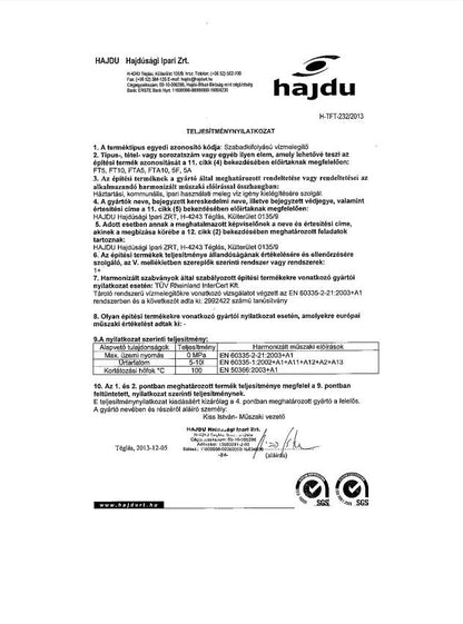 HAJDU FTA-10, NYÍLT RENDSZERŰ VÍZMELEGÍTŐ, ALSÓS + EGYKAROS CSAPTELEP