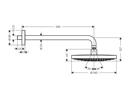 HANSGROHE RAINDANCE SELECT S 240 2JET FEJZUHANY 390MM ZUHANYKARRAL ECOSMART