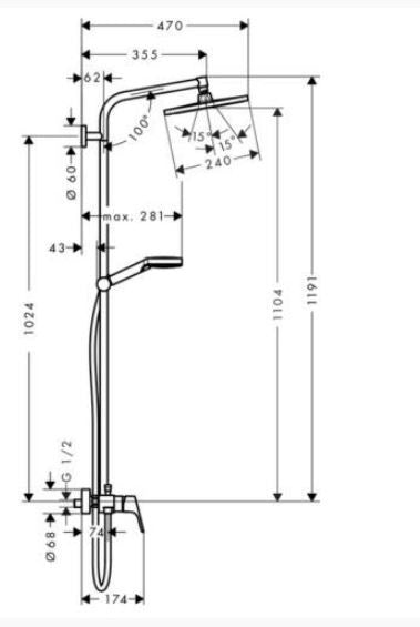 HANSGROHE CROMETTA E 240 1JET SHOWERPIPE EGYKAROS CSAPTELEPPEL