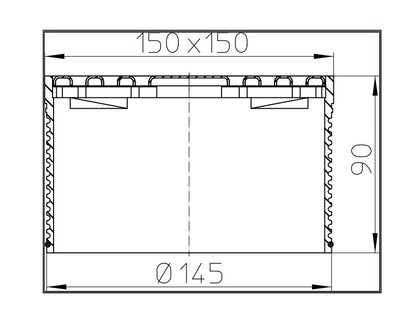 HL 66.9 RÁCSTARTÓ D145MM, NEMESACÉL LEFOLYÓRÁCCSAL