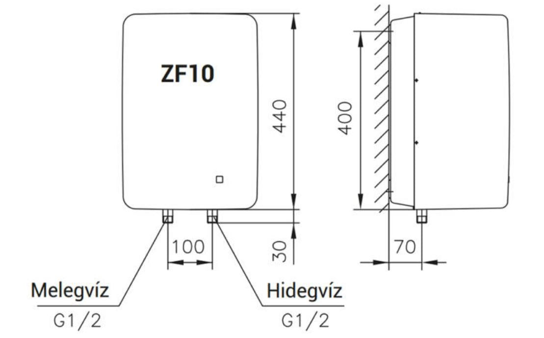 HAJDU ZF-10 VÍZMELEGÍTŐ 10L FELSŐS - ZÁRT RENDSZERŰ 2111211811