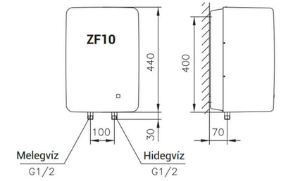 HAJDU ZF-10 VÍZMELEGÍTŐ 10L FELSŐS - ZÁRT RENDSZERŰ 2111211811