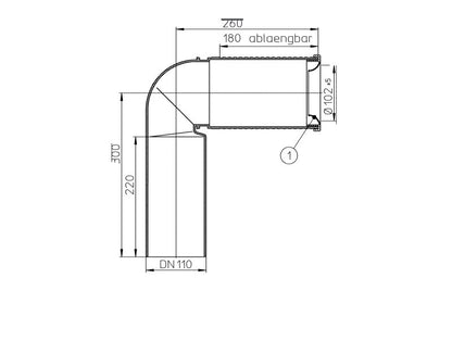HL 224.WE WC CSATLAKOZÓ KÖNYÖK DN110 RÖVIDÍTHETŐ BEMENETTEL
