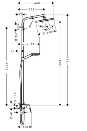 HANSGROHE CROMETTA S 240 1JET SHOWERPIPE EGYKAROS CSAPTELEPPEL