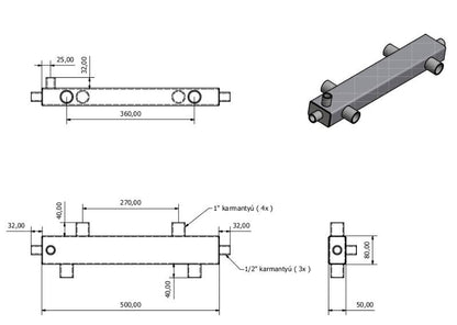 HIDRAULIKUS VÁLTÓ 80/50 1"BM 4M3/H + SZIGETELÉS