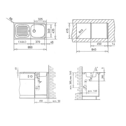 STROHM TEKA EBM 45 1B 1D, MOSOGATÓTÁLCA, 1 MEDENCE+1 CSEPPTÁLCA, 860X435MM, FÉNYES (30000091)