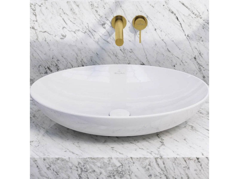 VILLEROY & BOCH LOOP & FRIENDS RÁÜLTETHETŐ MOSDÓ OVÁLIS, CSAPLYUKFURAT NÉLKÜL, 56X38, TÚLFOLYÓVAL