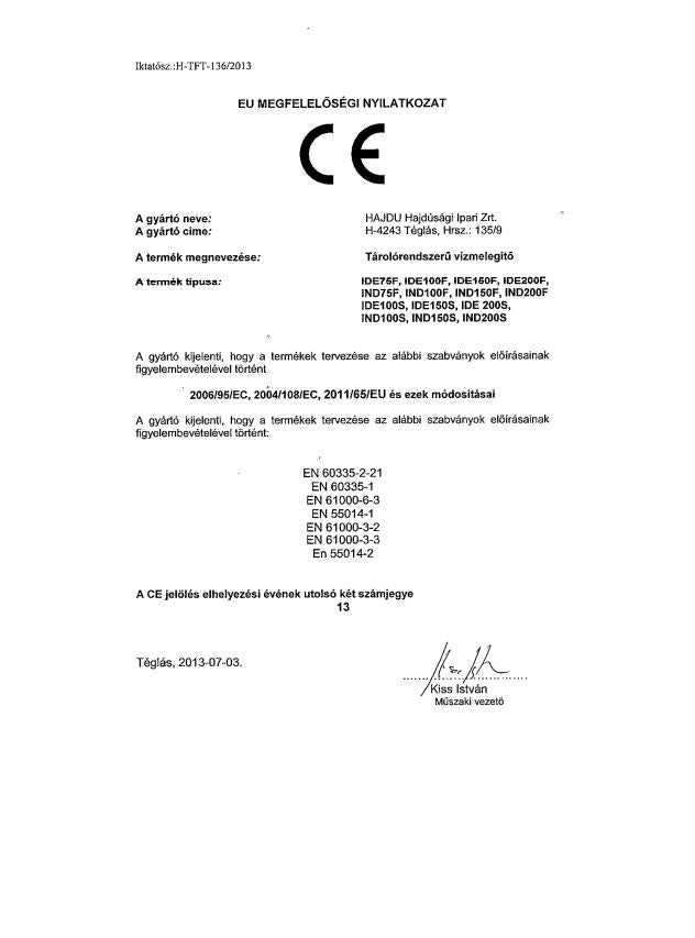 HAJDU IND200F INDIREKT TÁROLÓ FALI ERP !!!