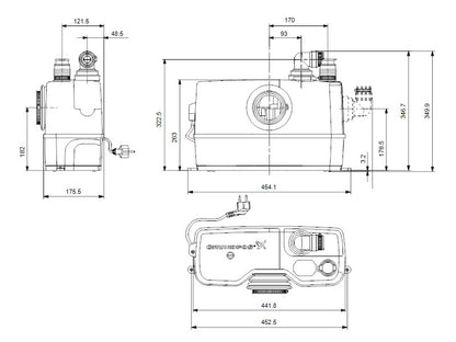 GRUNDFOS SOLOLIFT2 WC-1 SZENNYVÍZ ÁTEMELŐ SZIVATTYÚ, DARÁLÓS