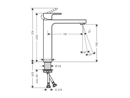 HANSGROHE VERNIS SHAPE MOSDÓCSAPTELEP 190, LEERESZTŐ NÉLKÜL, KRÓM