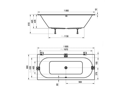 RAVAK CITY SLIM 180 X 80 AKRILL KÁD FEHÉR