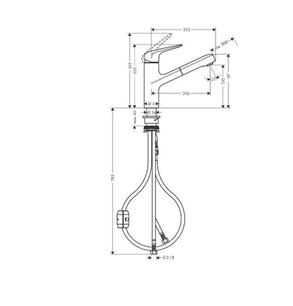 HANSGROHE M427-H150 EGYKAROS KONYHAI CSAPTELEP KIHÚZHATÓ KIFOLYÓVAL