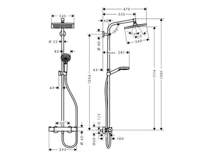 HANSGROHE CROMETTA E 240 1JET SHOWERPIPE ZUHANYRENDSZER TERMOSZTÁTOS CSAPTELEPPEL