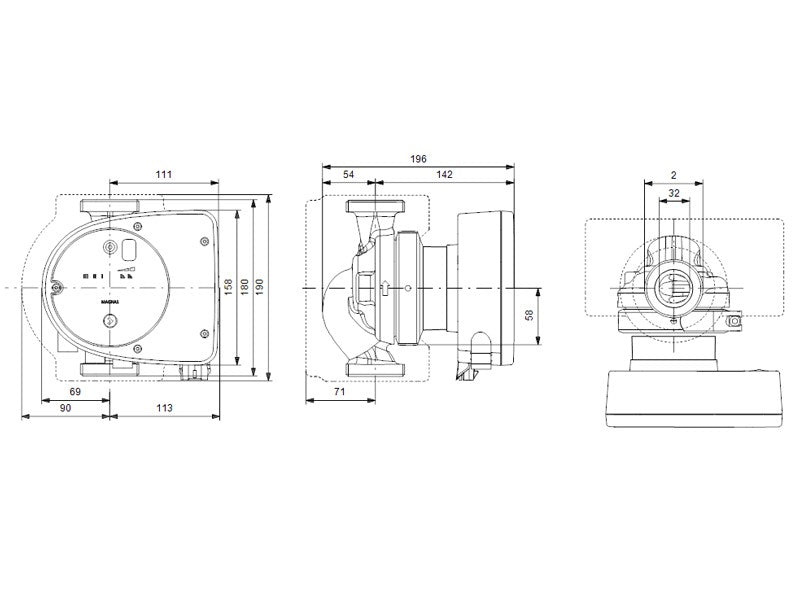 GRUNDFOS MAGNA1 32-100 180 1x230V PN10 KERINGETŐ SZIVATTYÚ
