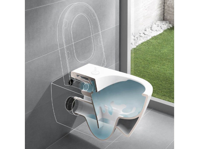 VILLEROY & BOCH ARCHITECTURA NÉGYSZÖG, HÁTSÓS, MÉLYÖBLÍTÉSŰ FALI WC + QUICKRELEASE ÜLŐKE