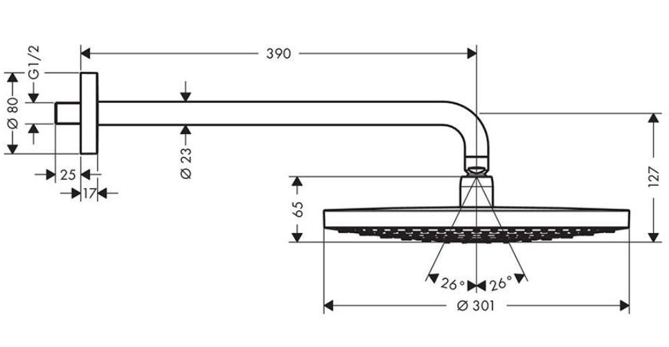 HANSGROHE RAINDANCE SELECT S 300 FEJZUHANY 390MM ZUHANYKARRAL