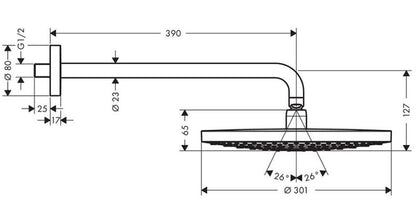 HANSGROHE RAINDANCE SELECT S 300 FEJZUHANY 390MM ZUHANYKARRAL